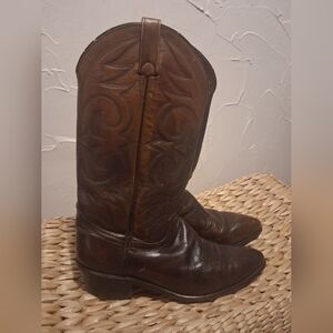 Vintage Leather Mens Brown Cowboy Boots Weatern Rodeo 9